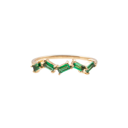 Chérie Goldplated Ring Zigzag Groen 