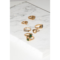 Chérie Goldplated Ring Square Green Clear