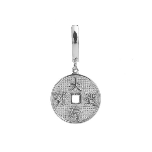 East Silverplated Earring Lucky Coin 