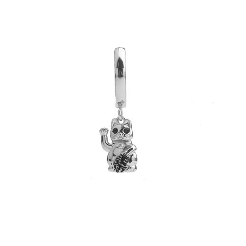 East Silverplated Earring Lucky Cat 