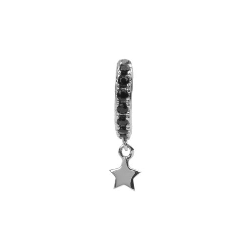 Bliss Silverplated Earring Creole Starry Black Onyx 