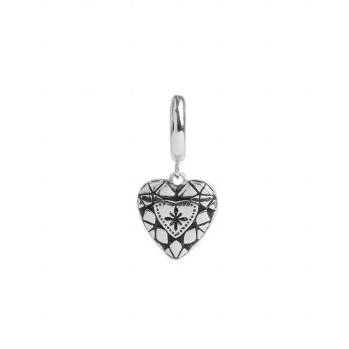 Charm Silverplated Earring Diamond Heart 