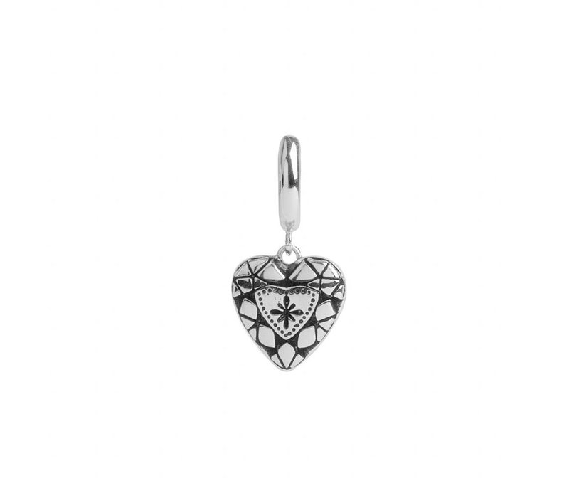 Charm Silverplated Oorbel Diamant Hart