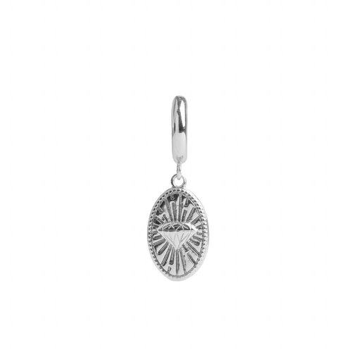 Charm Silverplated Earring Diamond Oval 