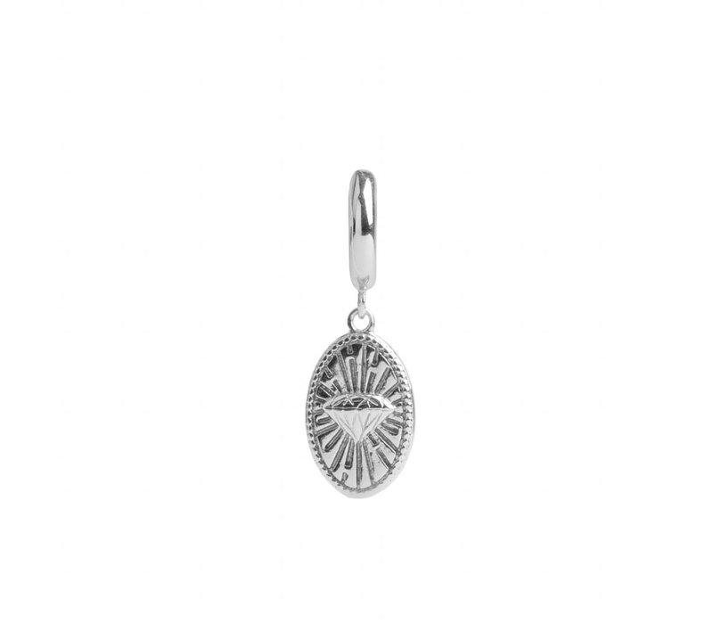 Charm Silverplated Oorbel Diamand Ovaal