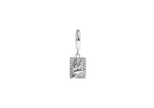 All the Luck in the World Charm Silverplated Oorbel Kolibrie Rechthoek