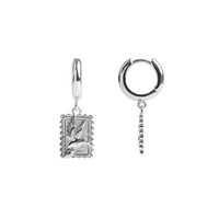 Charm Silverplated Earring Hummingbird Rectangle