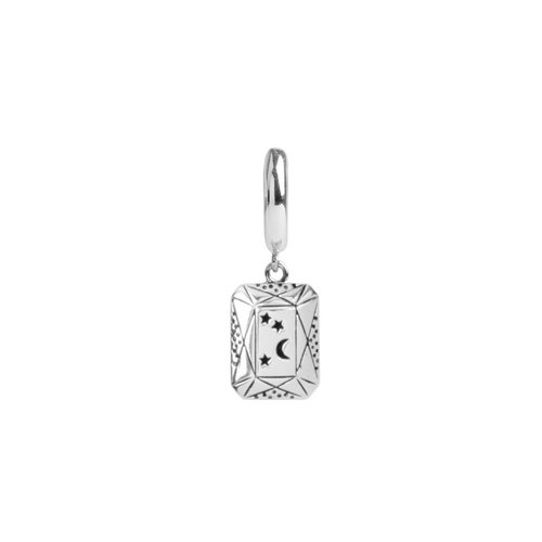 Charm Silverplated Oorbel Maan Sterren Rechthoek 