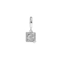 Charm Silverplated Oorbel Maan Sterren Vierkant