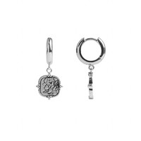 Charm Silverplated Earring Peony Square