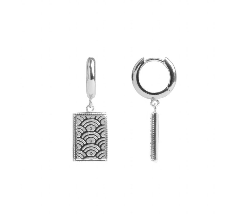 Charm Silverplated Earring Rainbow Rectangle