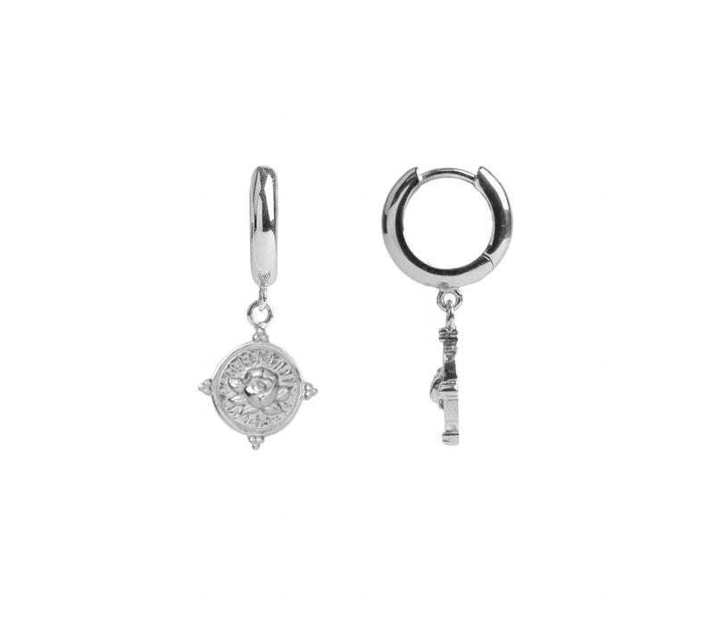 Charm Silverplated Earring Rose Circle