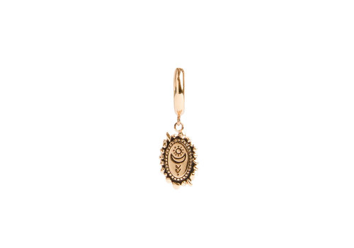 All the Luck in the World Charm Goldplated Earring Sun Moon Oval
