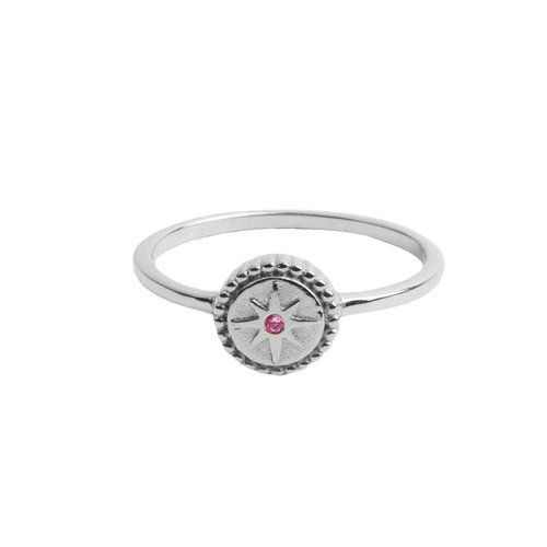 Magique Silverplated Ring Munt Starburst Roze 