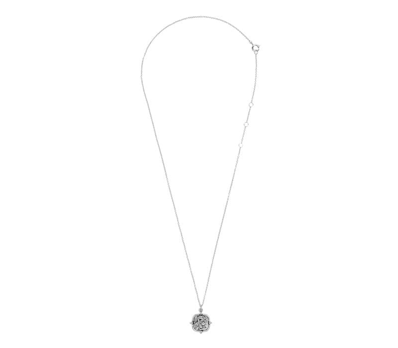 Charm Silverplated Necklace Peony Square