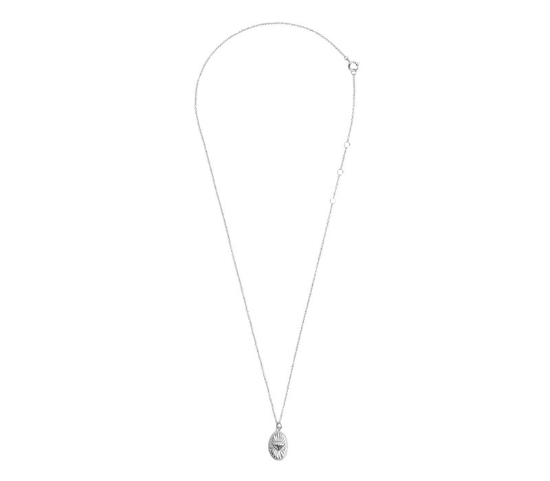 Charm Silverplated Necklace Diamond Oval