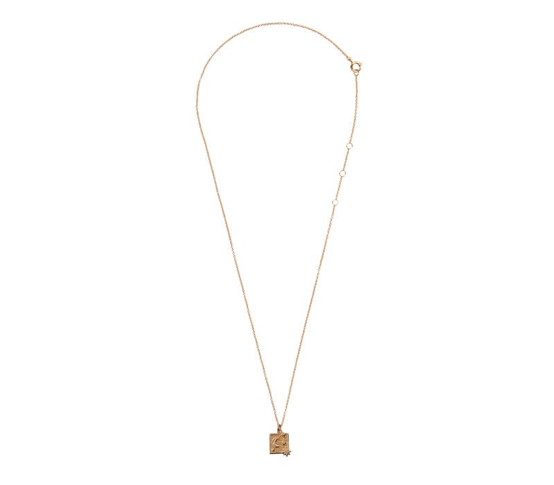 Charm Goldplated Ketting Maan Sterren Vierkant