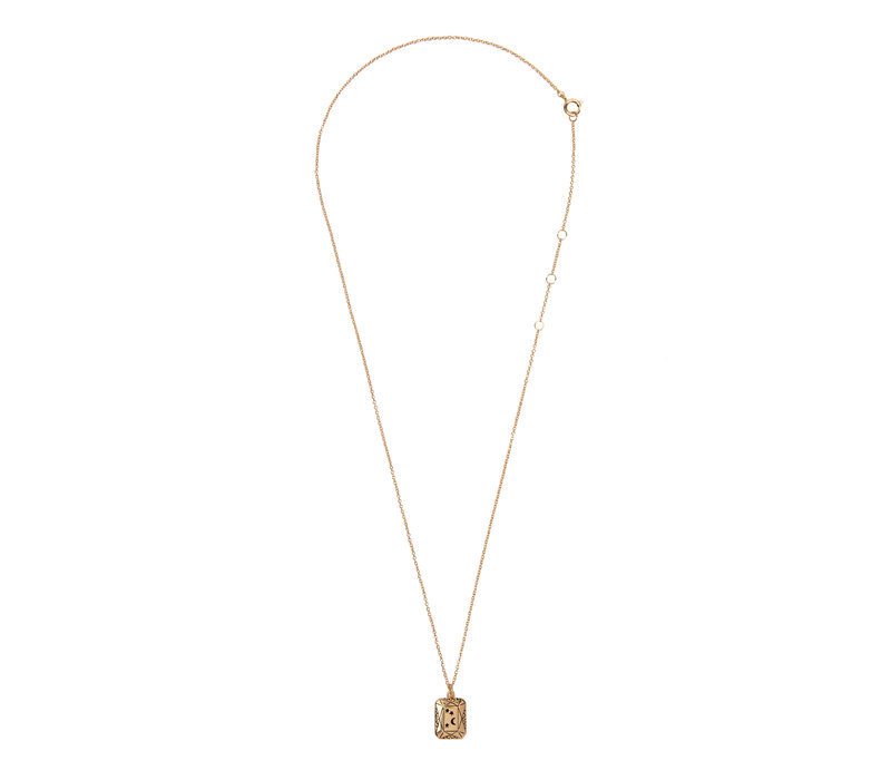 Charm Goldplated Necklace Moon Stars Rectangle