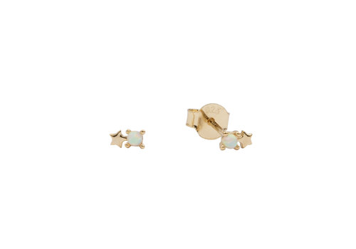 All the Luck in the World Moonlight Goldplated Sterling Silver Earrings Dots Star opal white