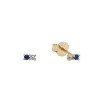 Moonlight Goldplated Sterling Silver Earrings Two Dots dark blue all clear