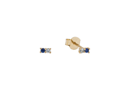 All the Luck in the World Moonlight Goldplated Sterling Silver Earrings Two Dots dark blue all clear