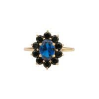 Chérie Goldplated Ring Bloem Donker blauw