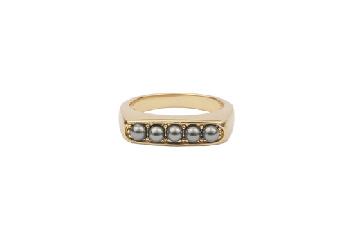 All the Luck in the World Chérie Goldplated Ring Staaf Bolletjes Grijs