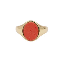 Chérie Goldplated Ring Signet Oval Coral