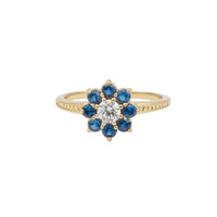 Chérie Goldplated Ring Flower Blue transparant