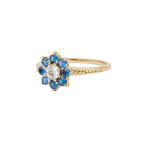 Chérie Goldplated Ring Bloem Blauw transparant