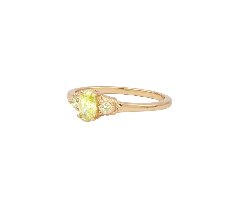 Chérie Goldplated Ring Oval Small Lime