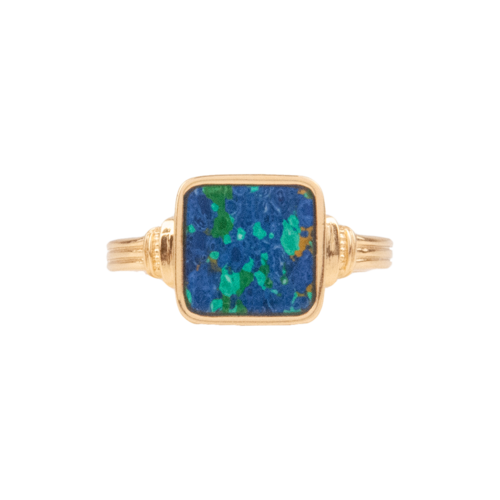 Chérie Goldplated Ring Square Blue 