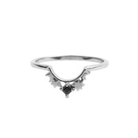 Magique Silverplated Ring Kroon Ster Zwart