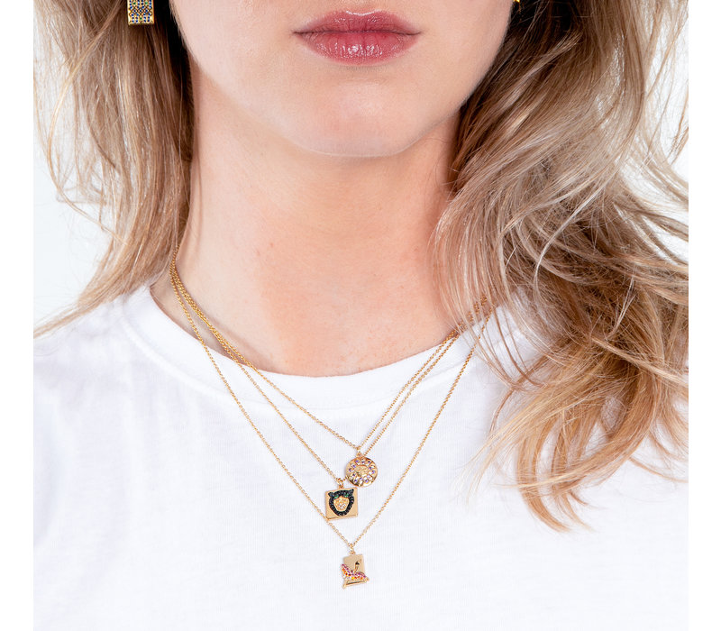 Bold Goldplated Ketting Kraanvogel Rechthoek Multi