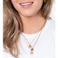 Charm Goldplated Necklace Peony Square