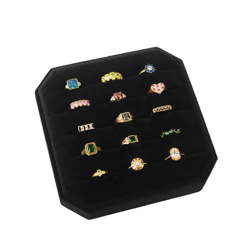 Fluweel ring display box Zwart 