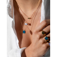 Amour Goldplated Ketting Vierkant Blauw