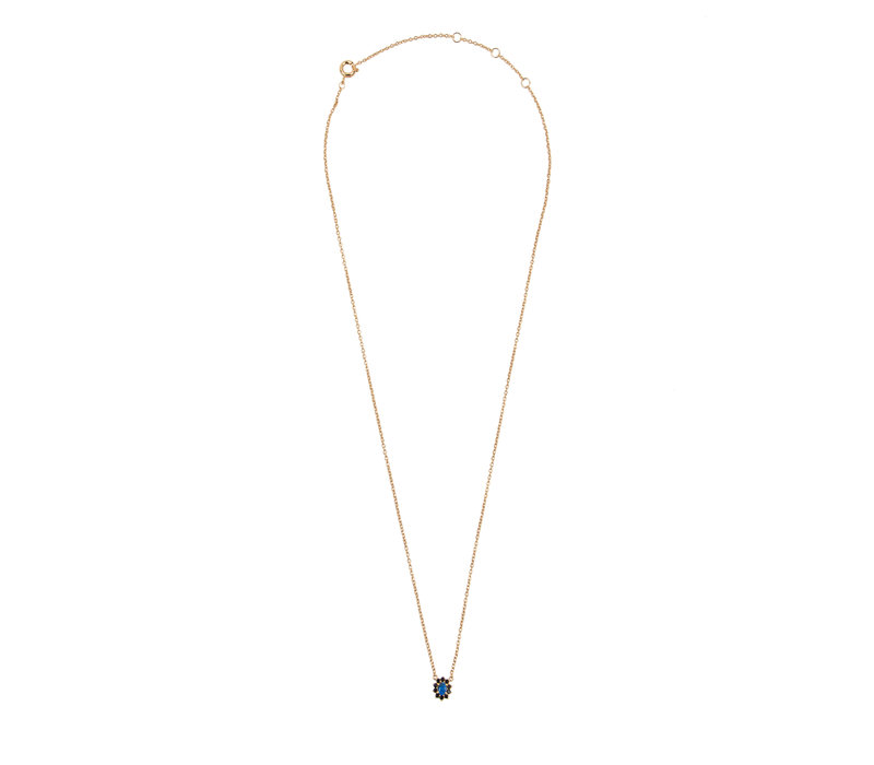 Amour Goldplated Ketting Bloem Donkerblauw