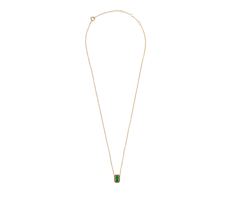 Amour Goldplated Necklace Rectangle Green Black