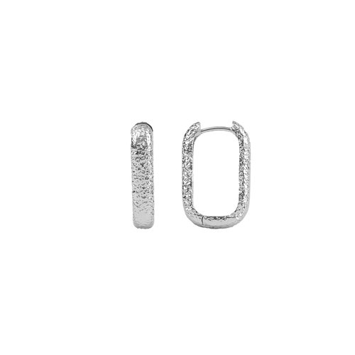 Essentials Silverplated Hoop Huggie Ovaal Antiek 