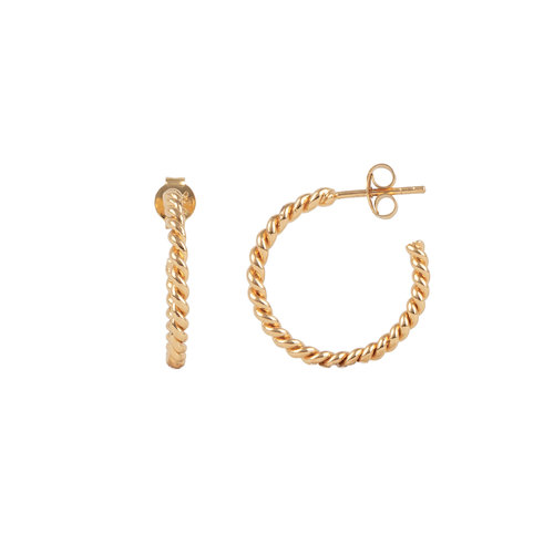 Essentials Goldplated Hoop Steker Klein Gedraaid 