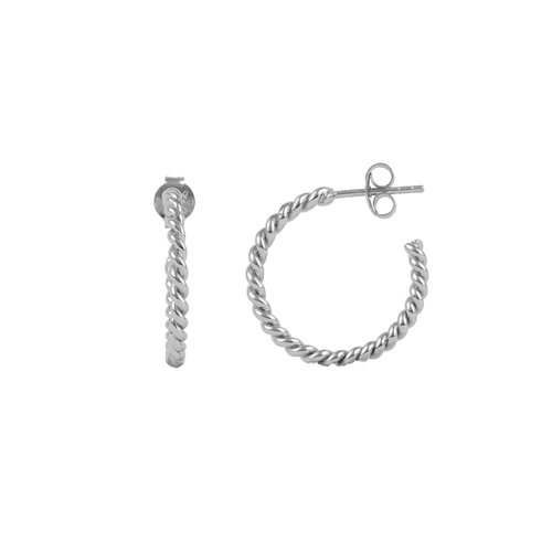 Essentials Silverplated Hoop Steker Klein Gedraaid 