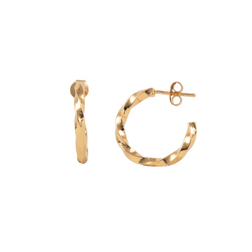 Essentials Goldplated Hoop Steker Groot Vierkant Gedraaid 