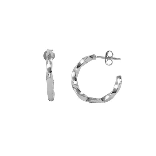 Essentials Silverplated Hoop Steker Groot Vierkant Gedraaid 