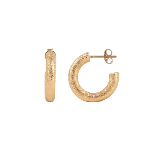 Essentials Goldplated Hoop Steker Antiek Gezandstraald 