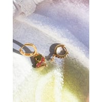 Bold Goldplated Earring Crane Rectangle Multi Color