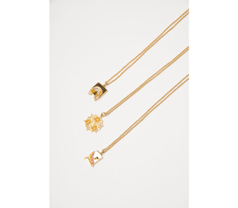 Bold Goldplated Ketting Regenboog Vierkant Multi