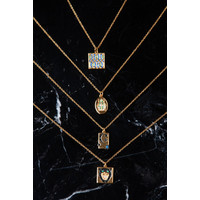 Bold Goldplated Necklace Panter Square Multi Color