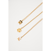 Bold Goldplated Necklace Crane Rectangle Multi Color