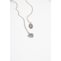 Charm Silverplated Necklace Sun Moon Oval